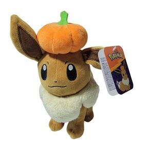 Pokemon Halloween Eevee 9 inch Plush Balancing Pumpkin Fall Stuffed Animal Toy